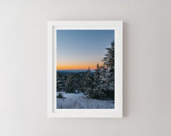 Roan Mountain Sonnenuntergang, Winter Berg Foto, Landschaftsfotografie, Berg Wand Kunst, Blue Ridge Mountains, Sonnenaufgang Foto, North Carolina