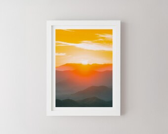 Wayah Fire Tower Sonnenaufgang, Blue Ridge Mountains Wandkunst, Landschaftsdruck, Sonnenuntergangsdruck, North Carolina Fotografie, Bergkunst