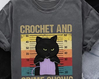 Funny Crochet Cat PNG, Crime Shows, Knitter Gift (Digital Download)