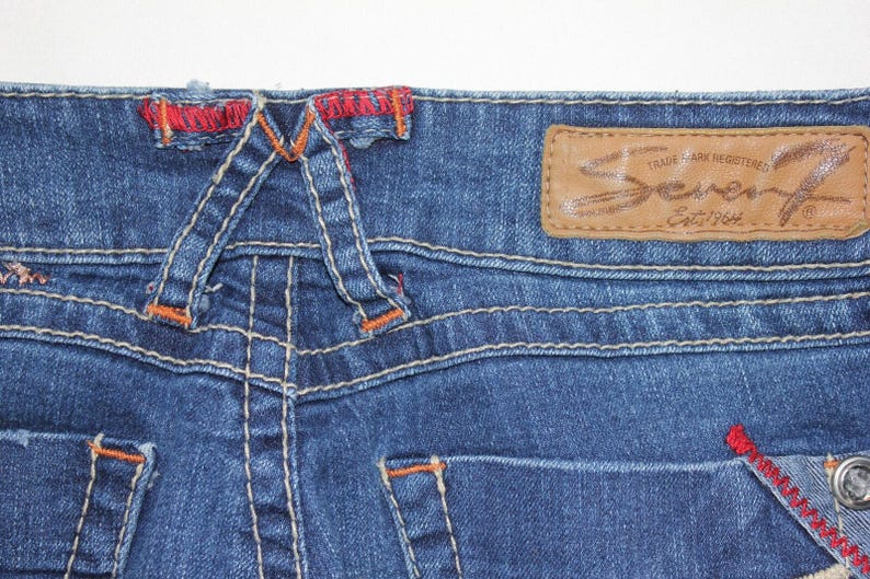Womens SEVEN7 Rocker Slim Rhinestone Jeans Size 25 Dark Wash RN#109890 image 12