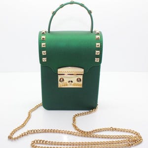 Matte Jelly Studded Crossbody Black Studded Crossbody Top Handle Bag | Double Trouble Apparel main image 3