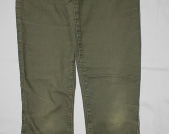 Prana Kara Skinny Pants Olive Green Organic Cotton Stretch 0/25 Short Inseam