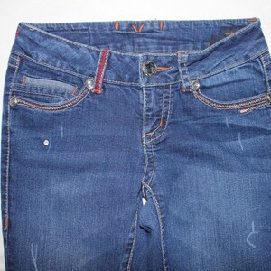 Womens SEVEN7 Rocker Slim Rhinestone Jeans Size 25 Dark Wash RN#109890 image 3