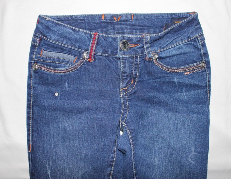 Womens SEVEN7 Rocker Slim Rhinestone Jeans Size 25 Dark Wash RN#109890 image 3