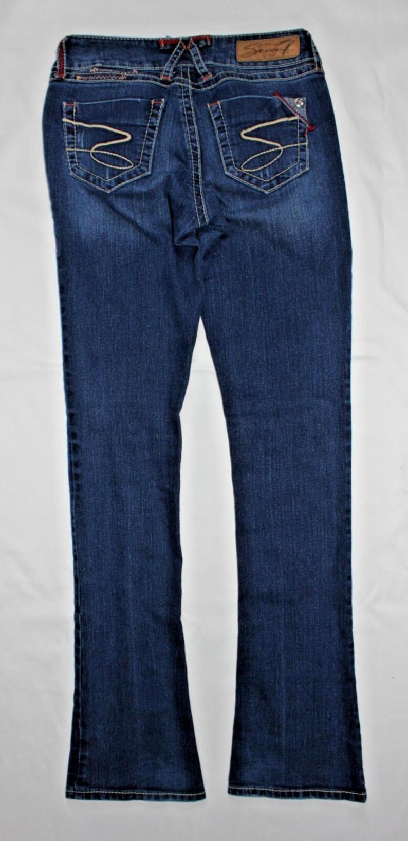 Womens SEVEN7 Rocker Slim Rhinestone Jeans Size 25 Dark Wash RN#109890 image 5