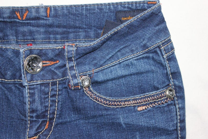 Womens SEVEN7 Rocker Slim Rhinestone Jeans Size 25 Dark Wash RN#109890 image 10