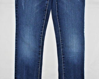 Womens SEVEN7 Rocker Slim Rhinestone Jeans Size 25 Dark Wash RN#109890