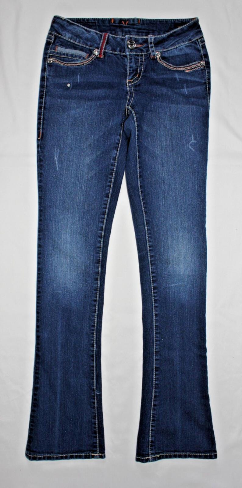 Womens SEVEN7 Rocker Slim Rhinestone Jeans Size 25 Dark Wash RN#109890 image 1