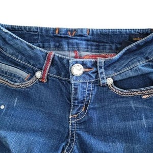 Womens SEVEN7 Rocker Slim Rhinestone Jeans Size 25 Dark Wash RN#109890 image 2