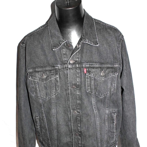 Vintage LEVI'S Trucker Jacket Black Denim Size: XL Men PC9-72334-0584