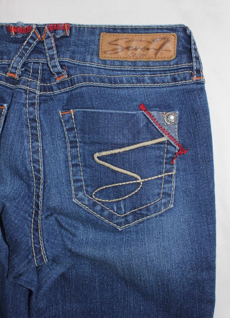 Womens SEVEN7 Rocker Slim Rhinestone Jeans Size 25 Dark Wash RN#109890 image 14