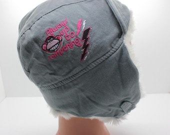 Bobby Jack Girls O/S Always Up To Something Trapper Hat Gray White Faux Fur