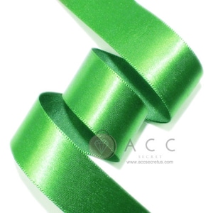 5Yards Green Single Faced Satin Ribbon - 5mm(2/8&#39;&#39;), 10mm(3/8&#39;&#39;), 15mm(5/8&#39;&#39;), 25mm(1&#39;&#39;), 40mm(1 1/2&#39;&#39;), and 50mm(2&#39;&#39;)