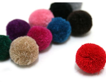 2Pieces - 35mm Yarn Pom Pom - Pick Your Colors - 13 Different Colors