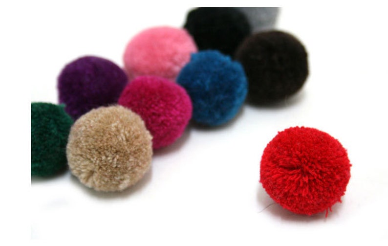 2Pieces 35mm Yarn Pom Pom Pick Your Colors 13 Different Colors image 1