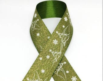 25Yards Metalic Green Christmas Satin Ribbon - 25mm(1'')