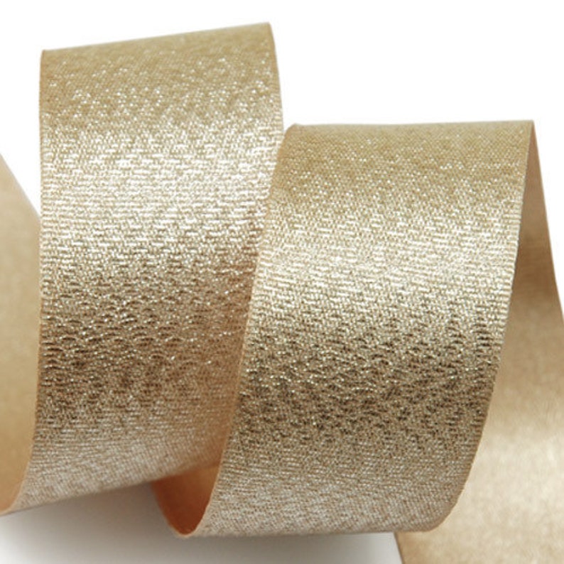 Metallic Sparkle Beige Satin Ribbon 40 Yards 15mm5/8'' and 25mm1'' Glitter Ribbon image 1