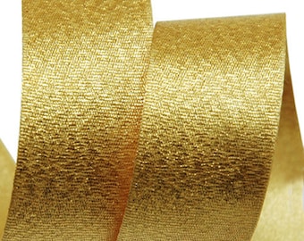 5Yards Metallic Sparkle Gold Satin Ribbon - 15mm(5/8'') , and 25mm(1'')