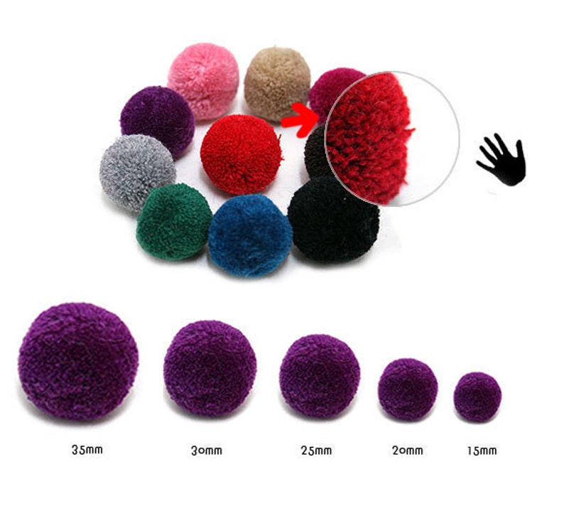 2Pieces 35mm Yarn Pom Pom Pick Your Colors 13 Different Colors image 3