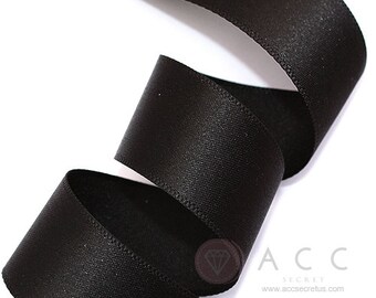 5Yards Black Single Faced Satin Ribbon - 10mm(3/8''), 15mm(5/8''), 25mm(1''), and 40mm(1 1/2'') - Semi Gloss Flat Satin