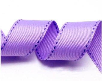5ヤード パープル/パープル グログラン ステッチ リボン - 5 mm(2/8'')、10 mm(3/8'')、15 mm(5/8'')、25 mm(1'')