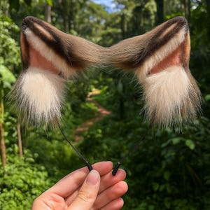 Costume Faux fur fox ear and tail curved Cosplay ear Kitty Bell Grunge Goth Collar