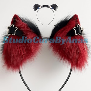 Electrical Faux Fur Anubis Jackal Wolf Ears and Tail Set | Adjustable Hairband | Cosplay Fursuit Accessories for Conventions, costplay ear