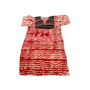 Red and white Adire dress
