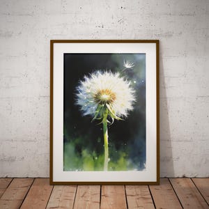 Watercolor Dandelion Print – Botanical nature wall art, digital download