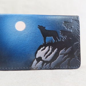 Porte-cartes de visite en cuir / Loup