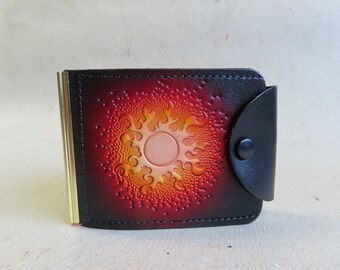 Leather Money Clip/ 2 pockets / snap closer