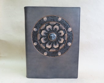 Leather Journal "One of a kind Journal"  Acid Free Drawing Paper/ 30mm Larvakite