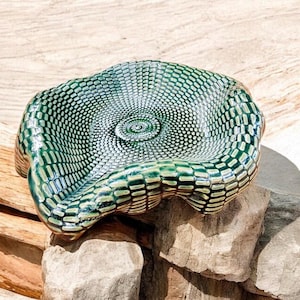 Futuristic glazed ceramic tray, modern decorative stoneware dish, living room decoration