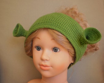 PDF pattern only - Crochet Shrek Headband Pattern - child & adult sizing included ( instant Download ).