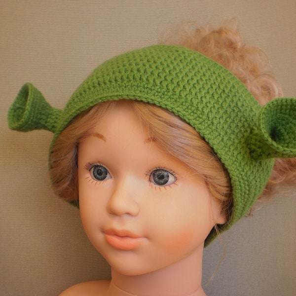 PDF pattern only - Crochet Shrek Headband Pattern - child & adult sizing included ( instant Download ).