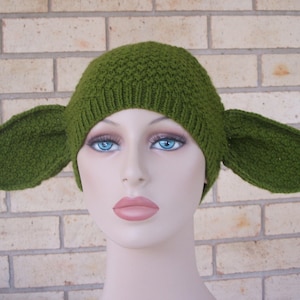 PDF pattern only Knitting Grogu/Yoda/Dobby Hat Pattern baby, child & adult sizing included instant Download . Halloween, Baby shower, image 3