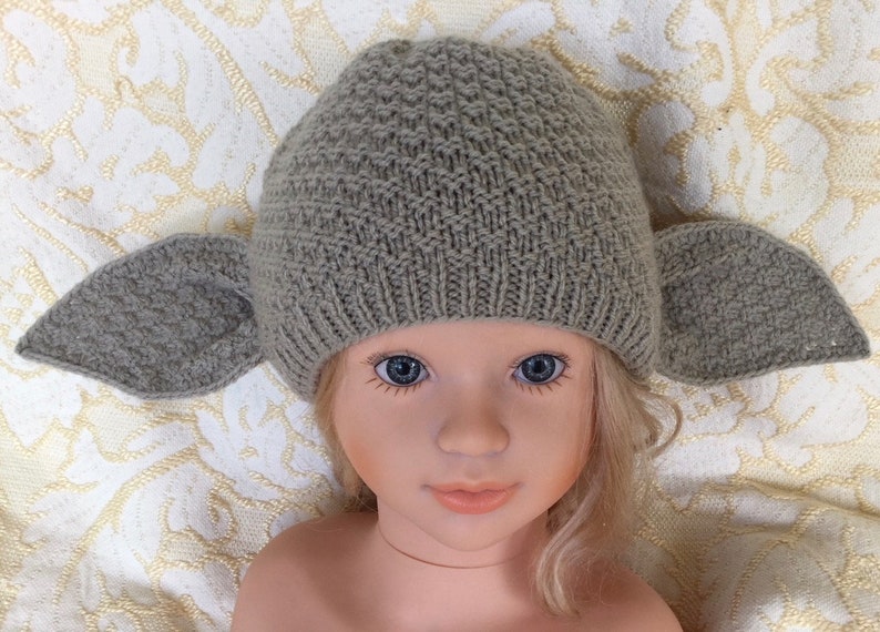 PDF pattern only Knitting Grogu/Yoda/Dobby Hat Pattern baby, child & adult sizing included instant Download . Halloween, Baby shower, image 2