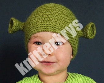 PDF pattern only - Crochet Shrek Hat Pattern - child & adult sizing included ( instant Download ). Halloween, party,