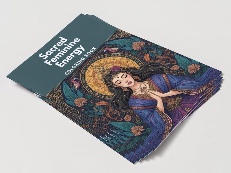 Libro para colorear de la energía femenina sagrada en PDF / Diosas divinas, mandalas y arte para la meditación / Descarga digital instantánea imagen 8