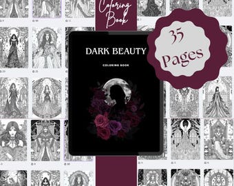 Zentangle-Inspired Dark Beauty Coloring Book PDF | Witches, Skulls & Spooky Patterns | Adult Digital Art Pages