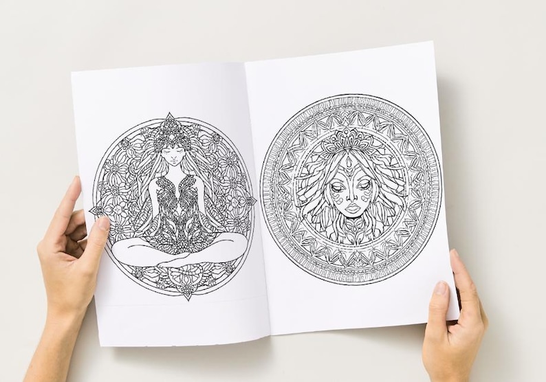 Libro para colorear de la energía femenina sagrada en PDF / Diosas divinas, mandalas y arte para la meditación / Descarga digital instantánea imagen 10
