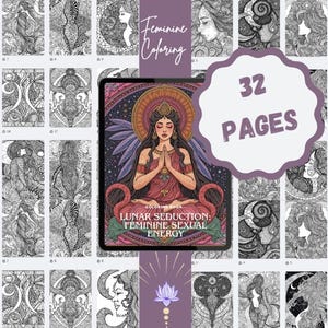 Feminine Sacred Sensuality Energy Coloring Pages | Lunar Seduction, Goddess Power | Printable Book