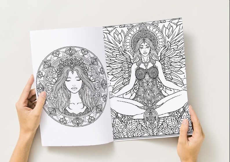 Libro para colorear de la energía femenina sagrada en PDF / Diosas divinas, mandalas y arte para la meditación / Descarga digital instantánea imagen 11