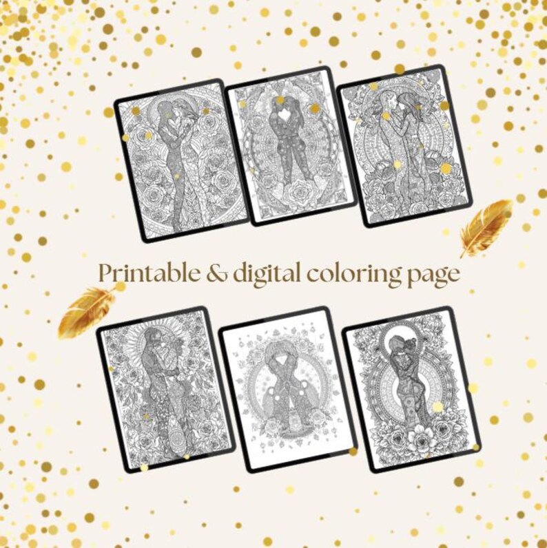 Anxiety Relief Coloring Book PDF | Couple Art | Zentangle Mandalas for Stress Release, Body Awareness & Emotional Calm | Instant Download image 18