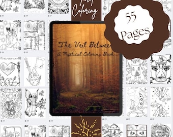 Fantasy Mystical Witchy Coloring Book PDF | Printable Spiritual Art of Mindfulness Self-Care | 55 Magical Coloring Pages for Adults, Teens