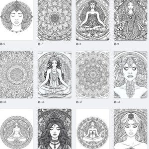 Libro para colorear de la energía femenina sagrada en PDF / Diosas divinas, mandalas y arte para la meditación / Descarga digital instantánea imagen 17