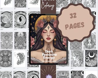 Dark Feminine Energy Coloring Book | Lunar Seduction, Sacred Sensuality & Goddess Power | Printable and Digital Download