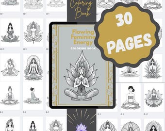 Livre de coloriage sur la méditation PDF | Déesse, lotus, dessins féminins pour le soulagement de l'anxiété (téléchargement numérique)