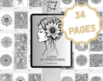 Zentangle Coloring Book PDF | Mindful & Feminine Designs | Lotus Mandalas, Floral Goddesses, Empowering Art | Instant Digital Download