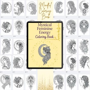 Livre de coloriage sur l'énergie féminine PDF | Art de la déesse et de la lune, coloriages de méditation pour prendre soin de soi et Zentangle pour soulager l'anxiété | Téléchargement instantané image 15